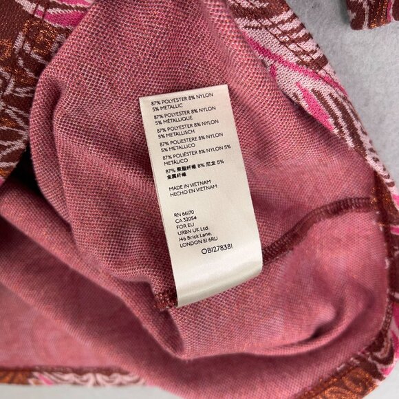 Anthropologie Shirt Womens Small Red Motif Demeter Paisley Tee Sparkle Metallic - Picture 15 of 16